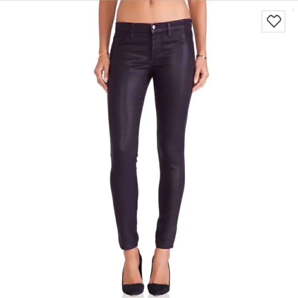 J Brand Super Skinny Purple Sateen Coated Jean Lacquered